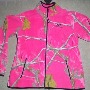 Realtree Girl Fleece Jacket Youth Large 12-14 AP Hot Pink Camo Full Zip Soft